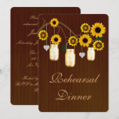 Rustic Yellow Mason Jars Rehearsal Dinner Invite Kaart (Voorkant / Achterkant)