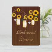 Rustic Yellow Mason Jars Rehearsal Dinner Invite Kaart (Staand voorkant)