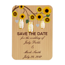 Rustic Yellow Mason Jars Save the Date Magnet Magneet