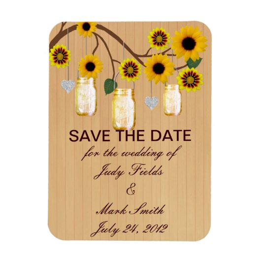 Rustic Yellow Mason Jars Save the Date Magnet Magneet (Verticaal)