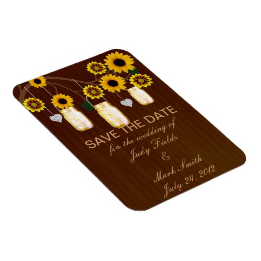 Rustic Yellow Mason Jars Save the Date Magnet Magneet (Rechterzijde)