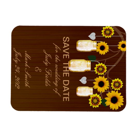 Rustic Yellow Mason Jars Save the Date Magnet Magneet (Horizontaal)
