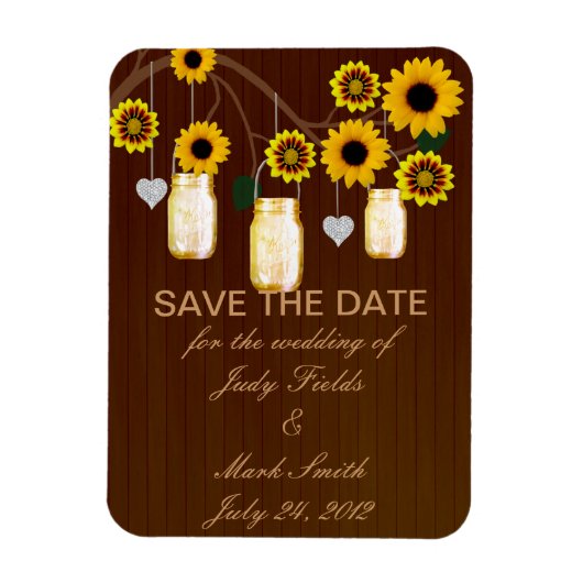 Rustic Yellow Mason Jars Save the Date Magnet Magneet (Verticaal)