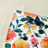 Rustic Yellow Oranje Waterverf Flowers Monogram Strandlaken (In situ)