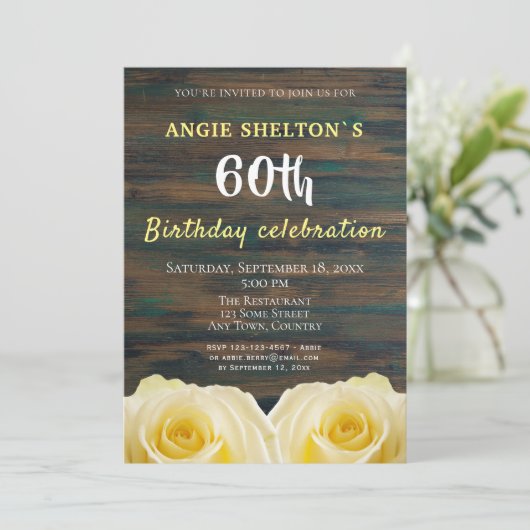 Rustic Yellow Rose 60e verjaardag Bloemenfeest Kaart (Staand voorkant)
