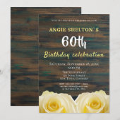 Rustic Yellow Rose 60e verjaardag Bloemenfeest Kaart (Voorkant / Achterkant)