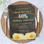 Rustic Yellow Rose 80th Birthday Floral Party Kaart<br><div class="desc">Rustic Yellow Rose 80th Birthday Floral Party Invitation. 80ste verjaardag uitnodiging voor haar. Uitnodiging met een mooie gele rozenbloem op een roestkleurige achtergrond. De tekst is in witte en gele kleuren en is volledig aanpasbaar - personaliseer het met jouw naam,  leeftijd,  datum,  locatie en RSVP.</div>