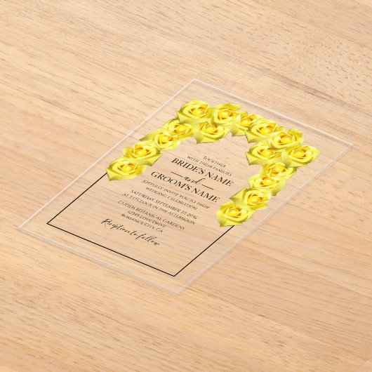 Rustic Yellow Roses Wedding Invitations Acryl Uitnodigingen (Laagn)
