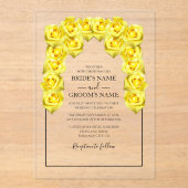 Rustic Yellow Roses Wedding Invitations Acryl Uitnodigingen (Voorkant)
