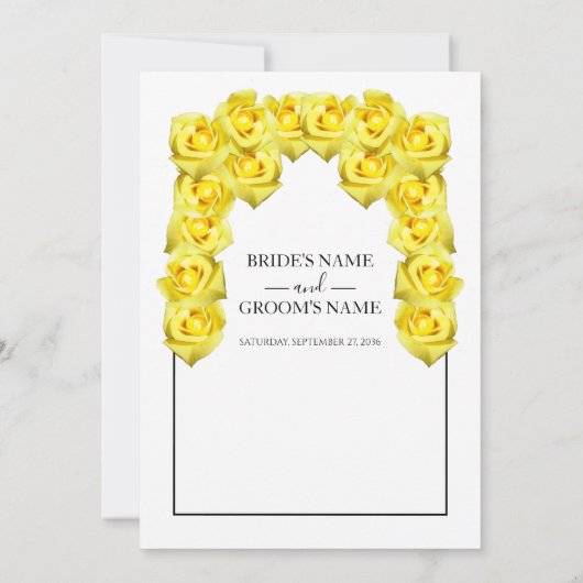 Rustic Yellow Roses Wedding Invitations Kaart (Achterkant)