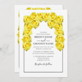 Rustic Yellow Roses Wedding Invitations Kaart (Voorkant / Achterkant)
