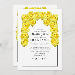 Rustic Yellow Roses Wedding Invitations Kaart