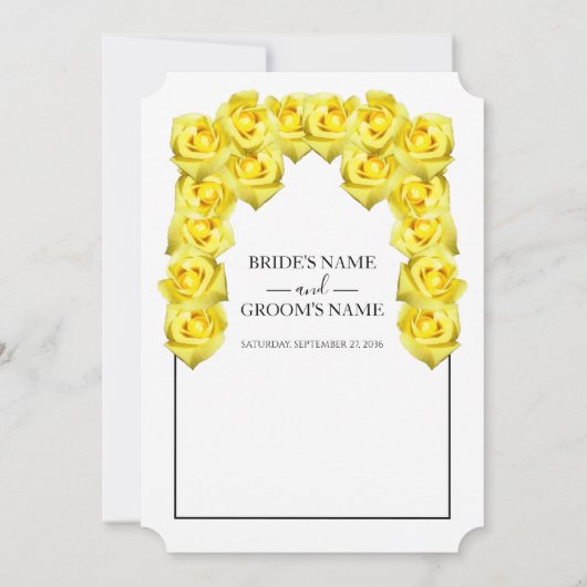 Rustic Yellow Roses Wedding Invitations Kaart (Achterkant)