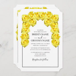 Rustic Yellow Roses Wedding Invitations Kaart