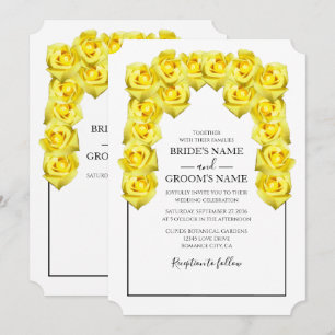Rustic Yellow Roses Wedding Invitations Kaart