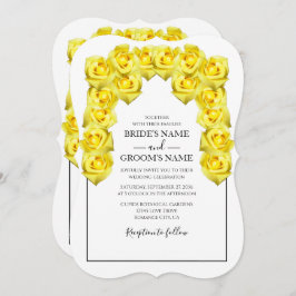 Rustic Yellow Roses Wedding Invitations Kaart