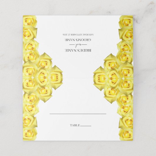 Rustic Yellow Roses Wedding Place Card Plaatskaartje (Buitenkant ongevouwen)
