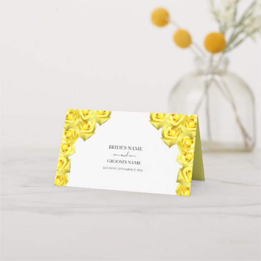Rustic Yellow Roses Wedding Place Card Plaatskaartje (Achterkant)