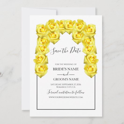Rustic Yellow Roses Wedding Save the Date (Voorkant)