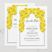 Rustic Yellow Roses Wedding Save the Date (Voorkant / Achterkant)