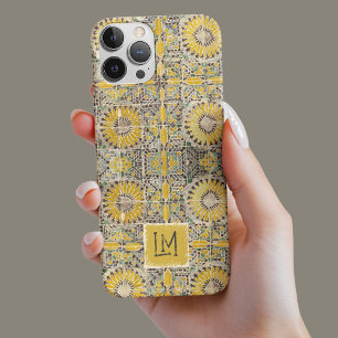 Rustic Yellow Stamped  Esthetische Bloemen Case-Mate iPhone Case