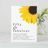 Rustic Yellow Sunflower 50 en Fabulous Birthday Kaart (Staand voorkant)