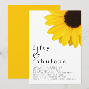 Rustic Yellow Sunflower 50 en Fabulous Birthday Kaart