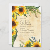 Rustic Yellow Sunflower 60th Birthday Kaart (Voorkant)