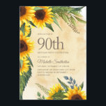Rustic Yellow Sunflower 90th Birthday Kaart<br><div class="desc">Robuust geel en bruin zonnebloemen met mooie groene bladeren voor de 90e verjaardag van de feestdag voor vrouwen. Neem contact met ons op voor hulp bij aanpassingen of om passende producten aan te vragen.</div>