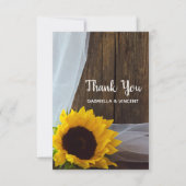 Rustic Yellow Sunflower Barn Wedding Bedankt (Voorkant)