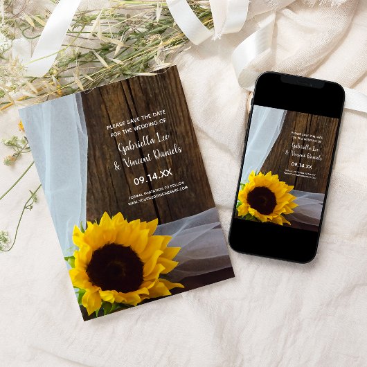 Rustic Yellow Sunflower Barn Wedding Save the Date