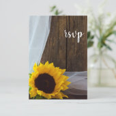 Rustic Yellow Sunflower Barn Wood Wedding RSVP (Staand voorkant)