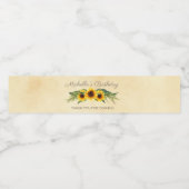 Rustic Yellow Sunflower Birthday Dank je Waterfles Etiket (Enkel label)