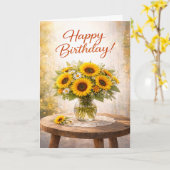 Rustic Yellow Sunflower Birthday Kaart (Gele Bloem)