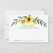 Rustic Yellow Sunflower Bride Words of Wisdom Kaart (Voorkant)