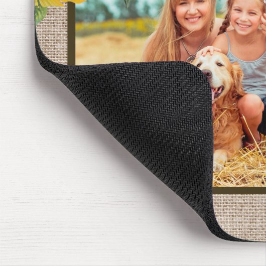 Rustic Yellow Sunflower Burlap Blessed Ma Foto Muismat (Hoek)