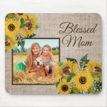 Rustic Yellow Sunflower Burlap Blessed Ma Foto