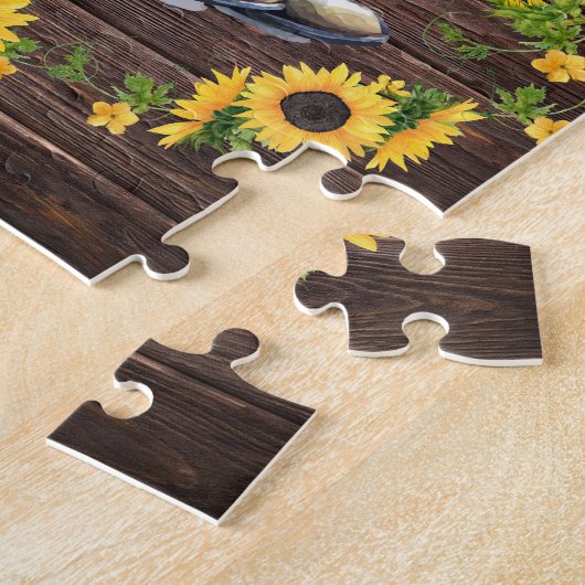 Rustic Yellow Sunflower Cowboy Boots Land Legpuzzel (Zijkant)