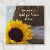 Rustic Yellow Sunflower en Barn Wood Wedding Bedankjes Labels (Voorkant)