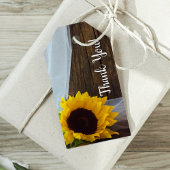 Rustic Yellow Sunflower en Barn Wood Wedding Cadeaulabel