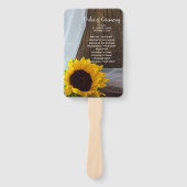 Rustic Yellow Sunflower en Barn Wood Wedding Handwaaier (Voorkant)