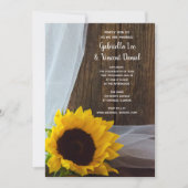 Rustic Yellow Sunflower en Barn Wood Wedding Kaart (Voorkant)