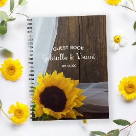 Rustic Yellow Sunflower en Barn Wood Wedding Notitieboek