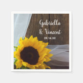 Rustic Yellow Sunflower en Barn Wood Wedding Servet (Voorkant)