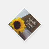 Rustic Yellow Sunflower en Barn Wood Wedding Servet (Hoek)