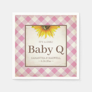 Rustic Yellow Sunflower Girl Baby Q Servet
