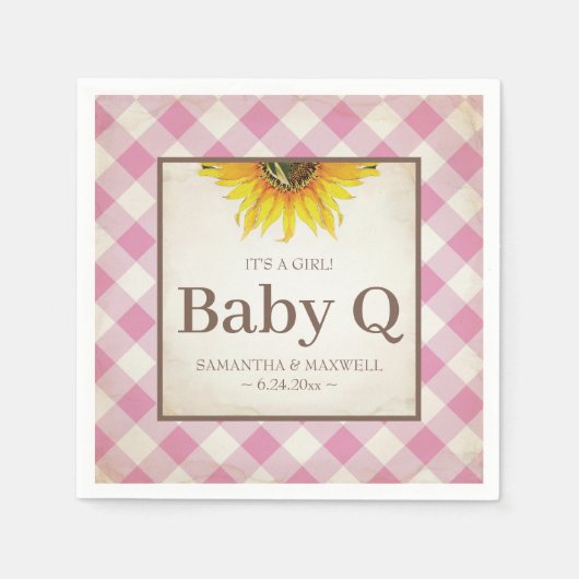 Rustic Yellow Sunflower Girl Baby Q Servet (Voorkant)