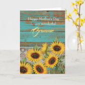 Rustic Yellow Sunflower Grammie Moederdag Kaart (Gele Bloem)