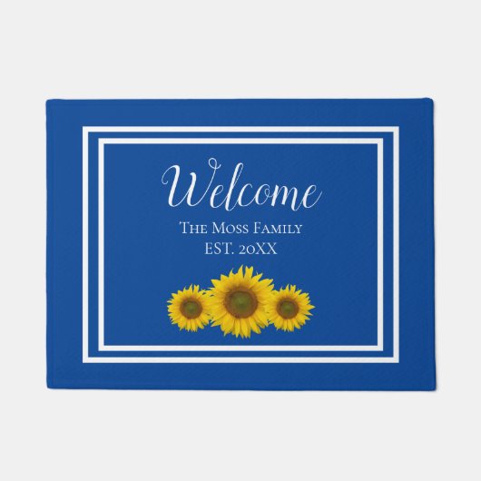 Rustic Yellow Sunflower Monogram Welkom Deurmat (Voorkant)