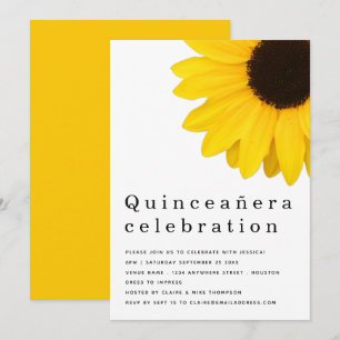 Rustic Yellow Sunflower Quinceanera 15th Birthday Kaart